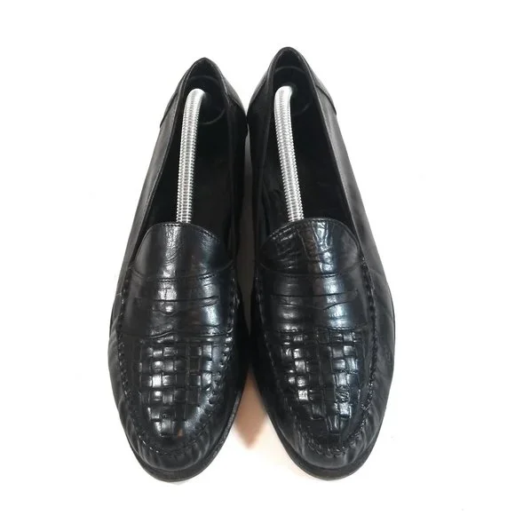 Allen Edmonds Black Leather Slip-On Loafers with Woven 9.5 D Barbados Amazon.com | Allen Edmonds Men main image 4